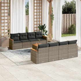 Garden furniture set 9 pieces and gray synthetic rattan cushions by , Garden sets - Ref: Foro24-3258224, Price: 561,88 €, Dis...