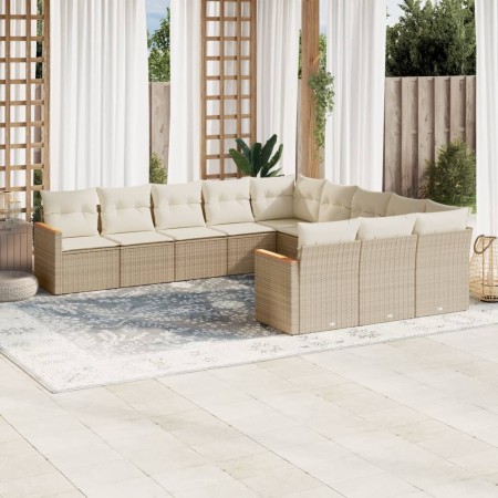 Set von 11-teiligen Gartensofas mit beigen Kissen aus synthetischem Rattan von , Gartensets - Ref: Foro24-3258831, Preis: 870...