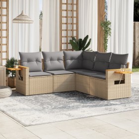 Set Gartensofas mit Kissen 5 Stück synthetisches Rattan beige von , Gartensets - Ref: Foro24-3259203, Preis: 417,24 €, Rabatt: %