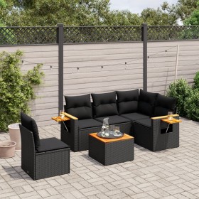 Set aus 6-teiligen Gartensofas und Kissen Kunstrattan schwarz von , Gartensets - Ref: Foro24-3259220, Preis: 421,12 €, Rabatt: %