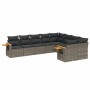 Garden furniture set 9 pieces and gray synthetic rattan cushions by , Garden sets - Ref: Foro24-3259547, Price: 617,79 €, Dis...