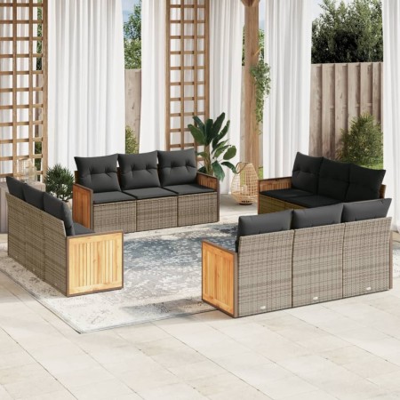 Garden sofa set 12 pieces with gray synthetic rattan cushions by , Garden sets - Ref: Foro24-3259918, Price: 1,00 €, Discount: %