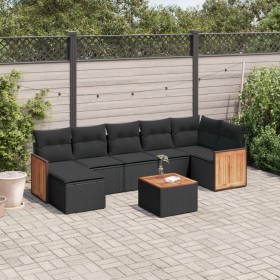 Set aus 8-teiligen Gartensofas und Kissen Kunstrattan schwarz von , Gartensets - Ref: Foro24-3260277, Preis: 500,95 €, Rabatt: %