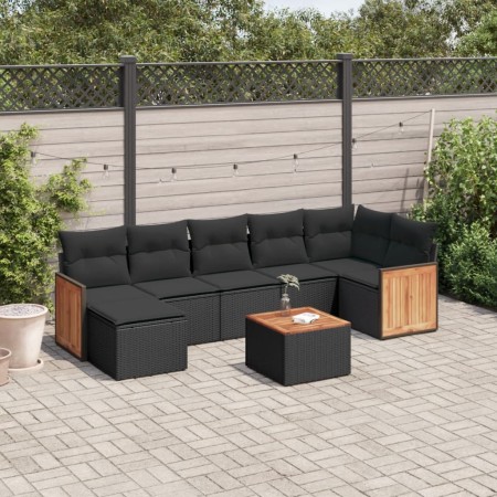 Set aus 8-teiligen Gartensofas und Kissen Kunstrattan schwarz von , Gartensets - Ref: Foro24-3260277, Preis: 504,03 €, Rabatt: %