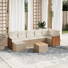 Garden sofa set with beige cushions, 8 pieces, PE rattan. by , Garden sets - Ref: Foro24-3260280, Price: 581,16 €, Discount: %