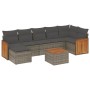 Garden sofa set 8 pieces and gray synthetic rattan cushions by , Garden sets - Ref: Foro24-3260282, Price: 504,99 €, Discount: %