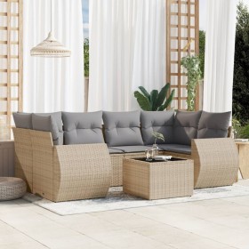 7-teiliges Gartensofa-Set und beigefarbene synthetische Rattankissen von , Gartensets - Ref: Foro24-3253456, Preis: 503,99 €,...