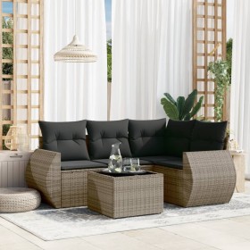 Gartensofa-Set mit Kissen, 5-teilig, graues synthetisches Rattan von , Gartensets - Ref: Foro24-3253657, Preis: 383,38 €, Rab...