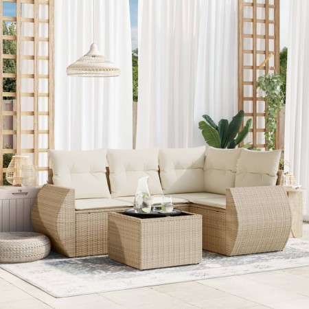 Garden sofa set with 5-piece synthetic rattan beige cushions by , Garden sets - Ref: Foro24-3253655, Price: 416,03 €, Discoun...