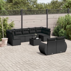 Set de sofás de jardín 10 pzas cojines ratán sintético negro de , Conjuntos de jardín - Ref: Foro24-3254162, Precio: 664,37 €...