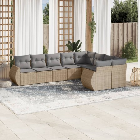 Set de sofás de jardín 9 pzas con cojines ratán sintético beige de , Conjuntos de jardín - Ref: Foro24-3254176, Precio: 679,1...