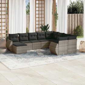 Garden sofa set 10 pieces with gray synthetic rattan cushions by , Garden sets - Ref: Foro24-3254197, Price: 694,49 €, Discou...