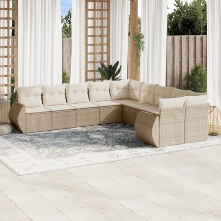 Gartensofa-Set mit beigen Kissen, 10-teilig, synthetisches Rattan von , Gartensets - Ref: Foro24-3254245, Preis: 743,77 €, Ra...