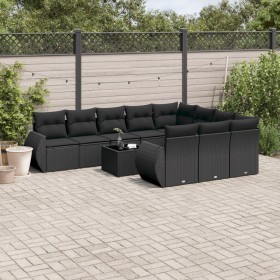 Garden sofa set 11 pieces and black synthetic rattan cushions by , Garden sets - Ref: Foro24-3254232, Price: 723,91 €, Discou...