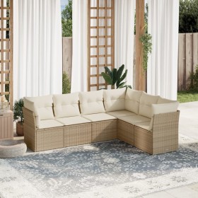 Garden sofa set with 6-piece synthetic rattan beige cushions by , Garden sets - Ref: Foro24-3217678, Price: 463,81 €, Discoun...