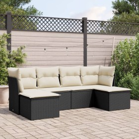 Set aus 6-teiligen Gartensofas und Kissen Kunstrattan schwarz von , Gartensets - Ref: Foro24-3218006, Preis: 344,31 €, Rabatt: %