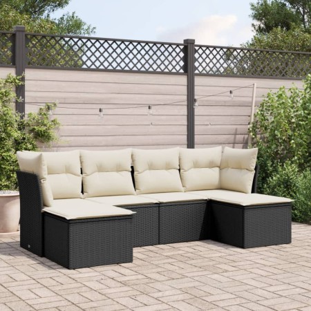 Set aus 6-teiligen Gartensofas und Kissen Kunstrattan schwarz von , Gartensets - Ref: Foro24-3218006, Preis: 353,01 €, Rabatt: %