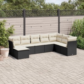 Set aus 8-teiligen Gartensofas und Kissen Kunstrattan schwarz von , Gartensets - Ref: Foro24-3218046, Preis: 491,85 €, Rabatt: %