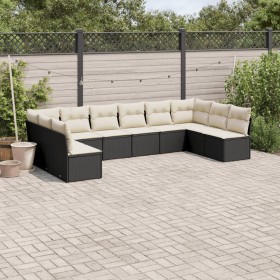 Set de sofás de jardín 10 pzas cojines ratán sintético negro de , Conjuntos de jardín - Ref: Foro24-3218086, Precio: 576,35 €...