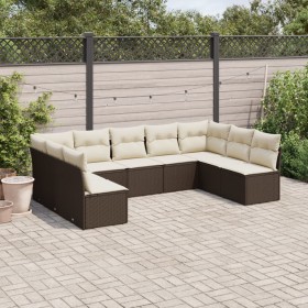 Garden sofa set 9 pieces and brown synthetic rattan cushions by , Garden sets - Ref: Foro24-3218073, Price: 584,99 €, Discoun...