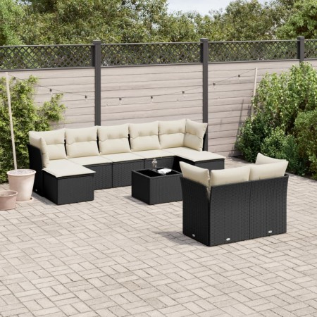 Set Gartensofas 10 Stück Kissen synthetisches Rattan schwarz von , Gartensets - Ref: Foro24-3218316, Preis: 636,45 €, Rabatt: %