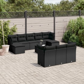 Set mit 11 Stück Gartensofas und Kissen synthetisches Rattan schwarz von , Gartensets - Ref: Foro24-3218335, Preis: 631,49 €,...