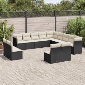 Set aus Gartensofas und Kissen 13 Stück synthetisches Rattan schwarz von , Gartensets - Ref: Foro24-3218486, Preis: 808,35 €,...