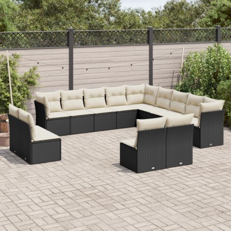 Garden sofa set with 13-piece black synthetic rattan cushions by , Garden sets - Ref: Foro24-3218486, Price: 800,08 €, Discou...