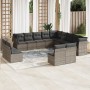 Set of garden sofas with 13 pieces of gray synthetic rattan cushions by , Garden sets - Ref: Foro24-3218490, Price: 813,04 €,...