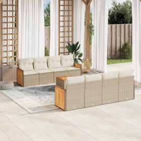 Set de sofás de jardín 9 pzas con cojines ratán sintético beige de , Conjuntos de jardín - Ref: Foro24-3227500, Precio: 693,9...