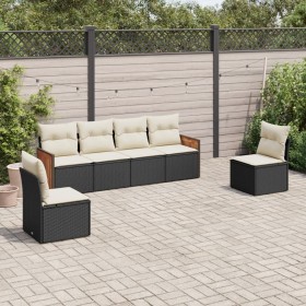 Set aus 6-teiligen Gartensofas und Kissen Kunstrattan schwarz von , Gartensets - Ref: Foro24-3227540, Preis: 364,04 €, Rabatt: %