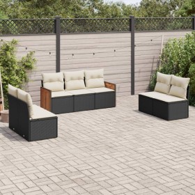 7-teiliges Garten-Esszimmerset und Kissen synthetisches Rattan schwarz von , Gartensets - Ref: Foro24-3227554, Preis: 419,98 ...