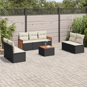 Set aus 8-teiligen Gartensofas und Kissen Kunstrattan schwarz von , Gartensets - Ref: Foro24-3227561, Preis: 462,14 €, Rabatt: %