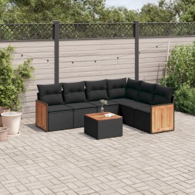 7-teiliges Garten-Esszimmerset und Kissen synthetisches Rattan schwarz von , Gartensets - Ref: Foro24-3227686, Preis: 433,19 ...