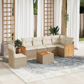 Set aus 7-teiligen Gartensofas und Kissen, synthetisches Rattan, beige von , Gartensets - Ref: Foro24-3227703, Preis: 531,48 ...