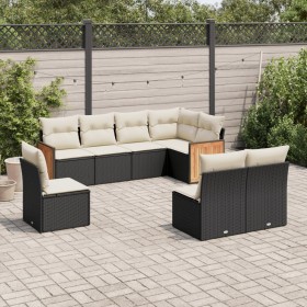 Set aus 8-teiligen Gartensofas und Kissen Kunstrattan schwarz von , Gartensets - Ref: Foro24-3227722, Preis: 514,79 €, Rabatt: %