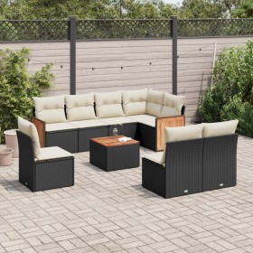 Set aus 8-teiligen Gartensofas und Kissen Kunstrattan schwarz von , Gartensets - Ref: Foro24-3227729, Preis: 559,15 €, Rabatt: %