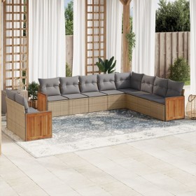 Set Gartensofas mit beigen Kissen 10 Stück synthetisches Rattan von , Gartensets - Ref: Foro24-3227795, Preis: 739,71 €, Raba...