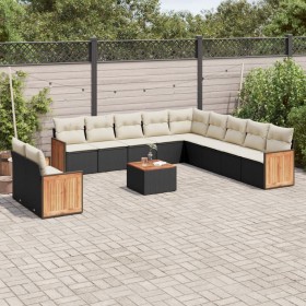 Set Gartensofas 12 Stück Kissen synthetisches Rattan schwarz von , Gartensets - Ref: Foro24-3227813, Preis: 847,06 €, Rabatt: %