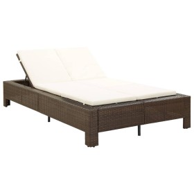 Lounger for 2 people with brown synthetic rattan cushion by vidaXL, Outdoor beds - Ref: Foro24-46239, Price: 269,99 €, Discou...