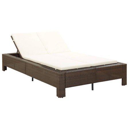 Lounger for 2 people with brown synthetic rattan cushion by vidaXL, Outdoor beds - Ref: Foro24-46239, Price: 271,69 €, Discou...