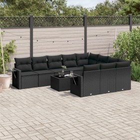 11-teilige Gartensofagarnitur und schwarze synthetische Rattankissen von , Gartensets - Ref: Foro24-3220694, Preis: 729,64 €,...