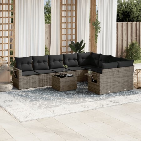 10-piece garden sofa set with gray synthetic rattan cushions by , Garden sets - Ref: Foro24-3220649, Price: 652,46 €, Discoun...