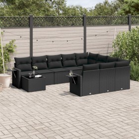 Garden sofa set 11 pieces and black synthetic rattan cushions by , Garden sets - Ref: Foro24-3220724, Price: 731,22 €, Discou...