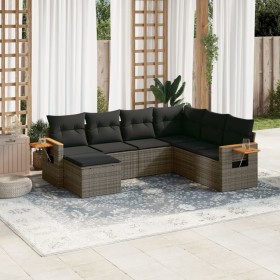 7-piece garden sofa set with gray PE rattan cushions by , Garden sets - Ref: Foro24-3227047, Price: 466,43 €, Discount: %