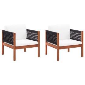 Garden chairs, 2 units, solid acacia wood by vidaXL, Modular outdoor sofas - Ref: Foro24-46342, Price: 180,91 €, Discount: %