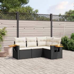 4-piece garden sofa set with black synthetic rattan cushions by , Garden sets - Ref: Foro24-3226770, Price: 306,41 €, Discoun...