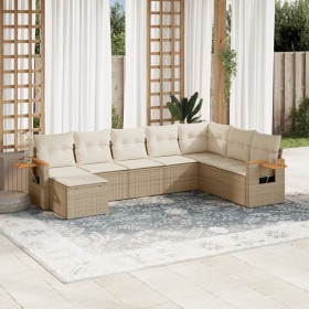 Gartensofa-Set mit beigen Kissen 8 Stück PE-Rattan von , Gartensets - Ref: Foro24-3227087, Preis: 707,66 €, Rabatt: %