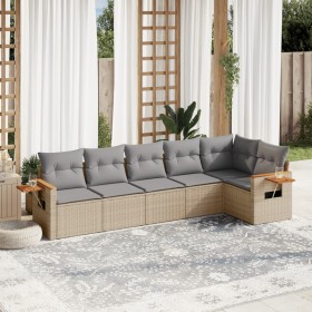 Gartensofa-Set mit Kissen, 6-teilig, beiges synthetisches Rattan von , Gartensets - Ref: Foro24-3226829, Preis: 451,31 €, Rab...