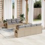 Garden sofa set with beige cushions, 8 pieces, PE rattan. by , Garden sets - Ref: Foro24-3252266, Price: 682,99 €, Discount: %